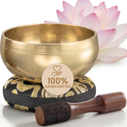 Silent Mind Tibetan Singing Bowl Set – Easy to Play & Beginner Friendly Meditation Bowl with Cushion & Mallet | Stress Relief & Mindfulness | Gift-Ready - color: Plain Textured, size: Without Case