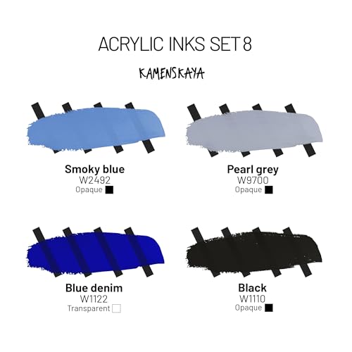 Acrylic Inks for Artists - Acrylic Ink Set, Color Combination #8-4 pcs. 1 Fl Oz (30 ml) Each | Highly Concentrated, Multifunctional Liquid Acrylic Paint - color: Color Combination #8, style: Core Line