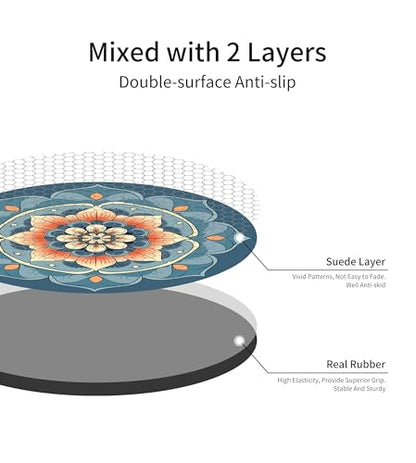 nuveti Large Meditation Mat Non Slip Round Yoga Mat Natural Rubber with Sueded Surface Exercise Mat Perfect for Meditating, Stretching, Yoga（140CM X 3.5MM Thick) - color: QianRuoQingFeng