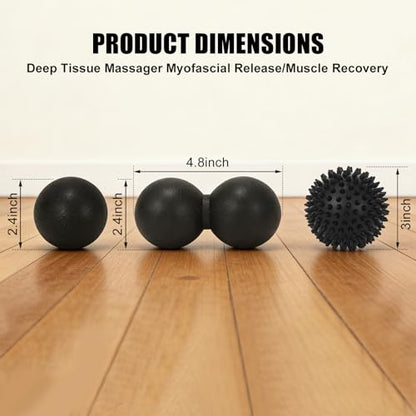 3-in-1 Massage Ball Set, Peanut Ball, Spiky, Lacrosse for Plantar Fasciitis