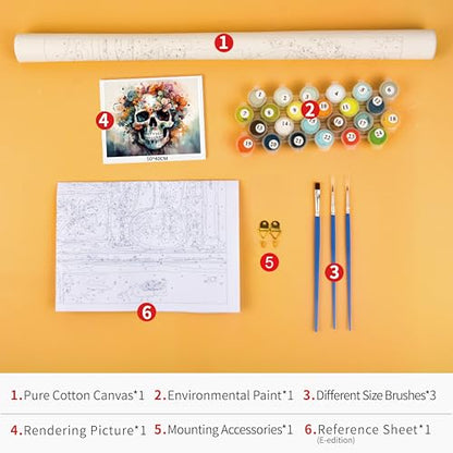 TUMOVO Skull with Floral Paint by Numbers Kit for Adults - color: Skull