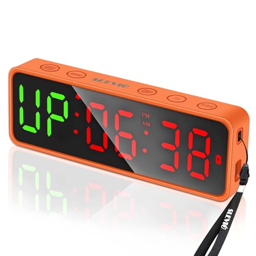 Small Gym Timer Clock Stopwatch Magnetic Workout Interval Timer, Large LED Digital Display, Home Accessories Countdown Clock for Home Gym Garage Schools (Matte Orange) - color: Matte Orange
