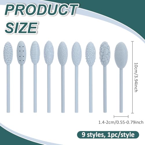 CRAFTYMELODY 9Pcs Texture Tool Sets for Clay Art Resin Modeling Tools Clay Texture Roller Oval Modeling Pattern Rollers Kit with Handles for Polymer Pottery Ceramics Sculpting Tools DIY Crafts