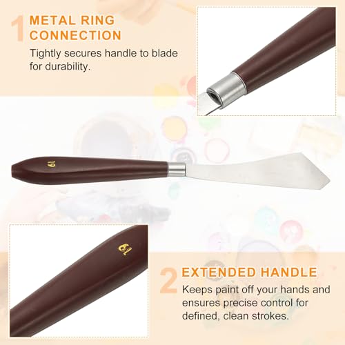 HARFINGTON 5pcs Palette Knife Painting Tool 3.7"x0.94" Red/Silver | Stainless Steel, Art Spatula Pallet Knives Scrapers Tools, with Plastic Handle, for Acrylic Oil Canvas Mixing Spreading