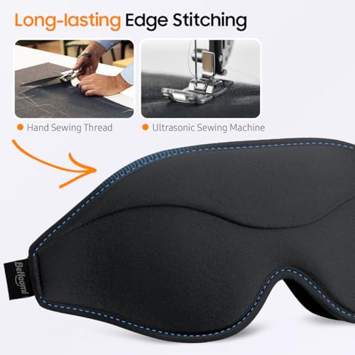 Sleep Mask, Premium Eye Mask for Sleeping, Total Blackout, Super Soft Comfort, Adjustable Fit, Upgraded 3D Ergonomic Designed Sleeping Mask for Home, Office, Travel, Meditation, Yoga, Black - color: Black