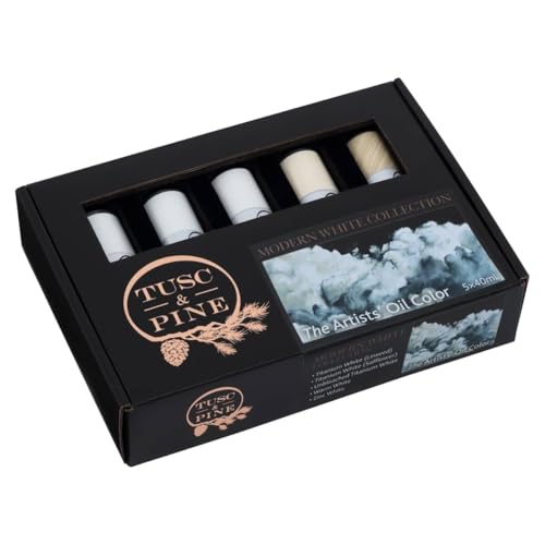 Tusc & Pine Artist Oil Paint - 40 ml Set of 5 - Modern White - Non-Yellowing, Rich & Creamy Consistency, Maximum Pigment Load, Small Batch Milled Oil Paints Developed for Professional Artists - color: Modern White, size: 6.75 Fl Oz (Pack of 1)