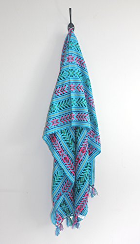 Del Mex Mexican Rebozo Shawl Blanket Doula - color: Turquoise, size: Regular (6 ft x 2.5 ft)