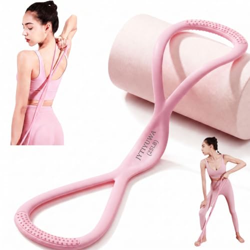 Resistance Bands with Handles,Figure 8 Resistance Band Elastic Fitness Bands Exercise Band for Home Yoga Gym Workout - color: Pink-25LB
