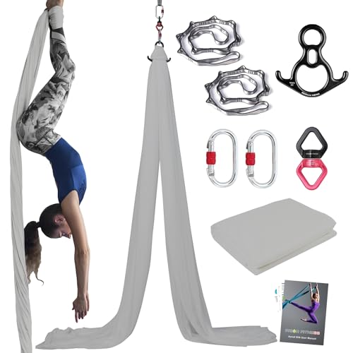 PRIOR FITNESS Aerial Silks Kit, SGS&CE Certified, 9/15/20Yards - color: Silver, size: S(9 Yards)