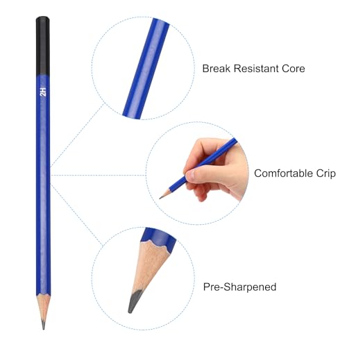 PATIKIL 2H Drawing Pencils, 6PCS Sketch Pencils for Drawing, Art, Design, Classroom, Office, Home, Gifts - size: 1 Count (Pack of 1), style: 2H