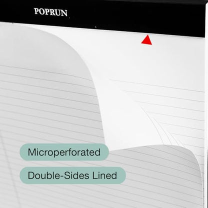 POPRUN Legal Pads, 8.5" x 11.75", 3 Pack, 50ct, 100 GSM, 11/32" Wide Ruled | Writing Notepads, White Thick Notebook Paper with Cardback, 28 Lined Each, Office, Home, Meeting Notes, School - size: Wide Ruled