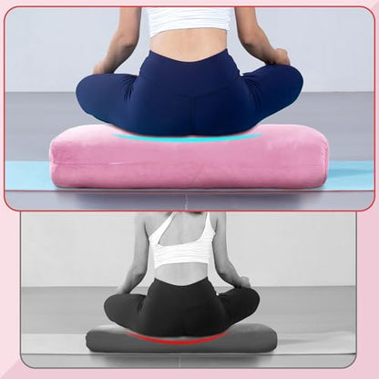 MABOZOO Yoga Bolster Pillow, Rectangular Bolster for Restorative Yoga & Meditation, Professional Meditation Cushion with Carry Handle, 27"X10"X6" - color: Pink
