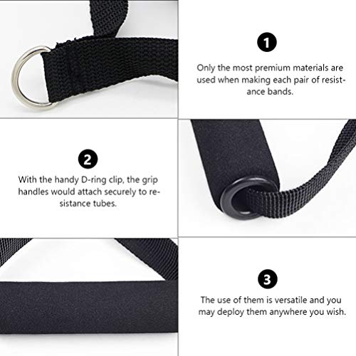 Garneck 4pcs Resistance Band Handles Plastic D Ring Exercise Strap Foam Handle Band Fitness Equipment for Home Gym Overhead Strength Training Stretching Black - color: 8pack