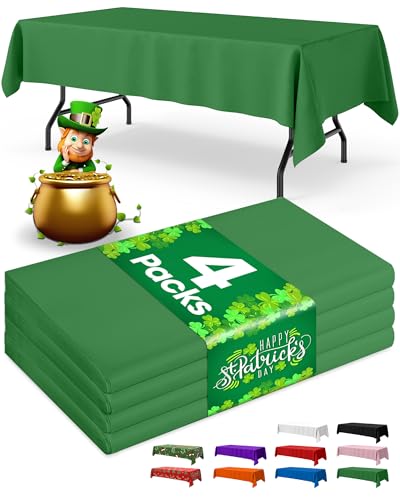 Niuara Green Plastic Table Cloth Disposable, 4 Pack, 54 x 108 in | Rectangle, 6 ft Tables, St Patricks Day, Holiday Party - color: Green, size: 54" x 108" - 4 Packs