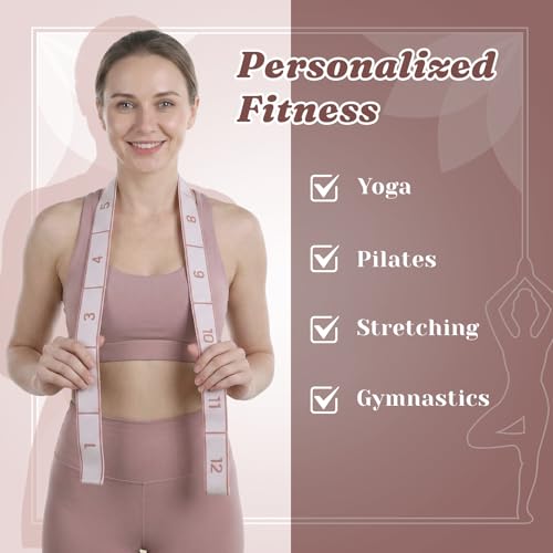 Yoga Strap with 12 Loops, Elastic Yoga Stretching Strap | Leg Stretching Straps Multi-Functional Stretch Band for Pilates Dance Ballet Latin Flexibility Resistance Training
