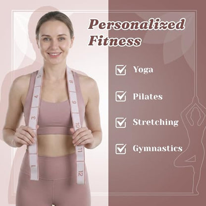Yoga Strap with 12 Loops, Elastic Yoga Stretching Strap | Leg Stretching Straps Multi-Functional Stretch Band for Pilates Dance Ballet Latin Flexibility Resistance Training