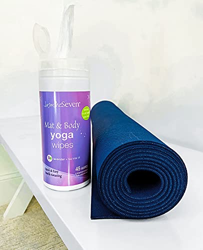 Yoga Wipes for Body and Mat - Natural Lavender and Tea Tree - 45 Wipes in Resealable Canister - by Jasmine Seven