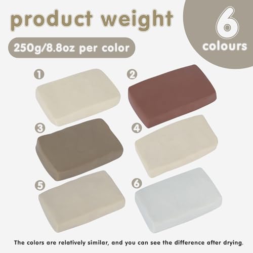 Natural Air Dry Clay, 3.3 LB Modeling Clay, Pottery Clay, All-Purpose Clay Ideal for Beginners and Experienced Sculptors, 8.8OZ per Colors