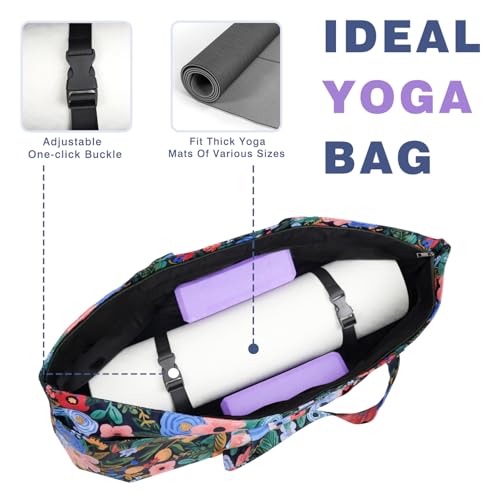 Yoga Mat Bag Yoga Mat Carrier with Shoes Compartment & Wet Pocket Pilates Bag with Zipper Pockets & Yoga Mat Holder Strap Yoga Bags and Carriers Fits All Your Stuff - color: Floral