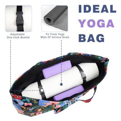 Yoga Mat Bag Yoga Mat Carrier with Shoes Compartment & Wet Pocket Pilates Bag with Zipper Pockets & Yoga Mat Holder Strap Yoga Bags and Carriers Fits All Your Stuff - color: Floral