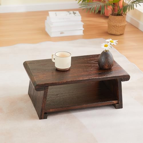 Folding Japanese Low Floor Table,Small Wood Meditation & Altar Table - size: 26.7”x13.6"x11"