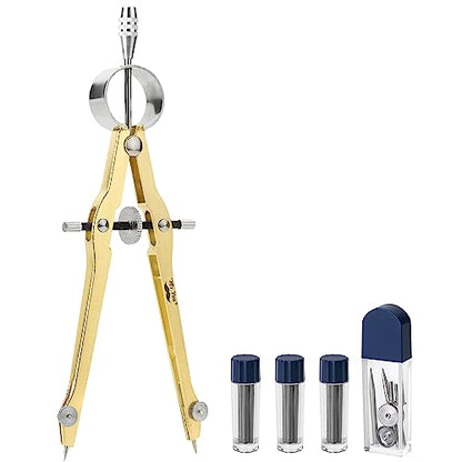 Mr. Pen- Professional Compass for Geometry, Extra Lead | Metal Compass Drawing Tool for Students, Drafting and Engineering, Technical Drawings, Circles and Geometry Projects - color: Gold