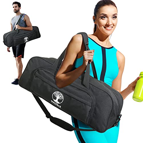 Yoga Mat Bag Carrier with 8-Pocket & Wet Pocket, Air Vent | Large Yoga Mat Holder Fits Thick Mats & Blocks | Gym Duffle Bag for Women & Men - color: Black
