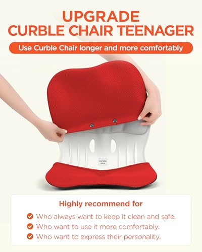 curble Wider Cover, for Wider Chair, Ergonomic Chair Back Support and Lumbar Support (Cover Red) - color: Cover Red