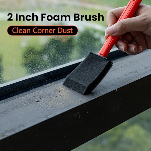 Mister Rui Foam Brush Kit 2 Inch with 2 Handles & 8 Sponge Heads | Refillable System for Smooth. Ideal for Acrylic, Furniture, Cabinets – Works with Latex, Stain and Varnish
