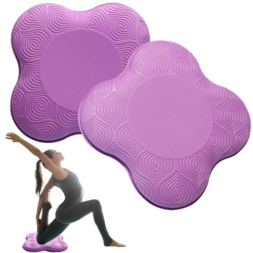 2 Pack Yoga Knee Pads Mat Set - Extra Thick Foam Kneeling Pad Cushion for Knees, Elbows, Wrists, Head - Yoga Essentials for Women Men, Non-Slip Pilates, Meditation, Floor Workouts - color: Purple