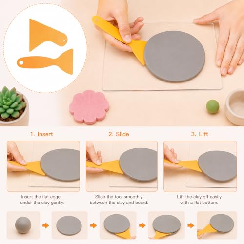18PCS Clay Cutter Tools Acrylic Roller and Sheet Round Clay Cutter Plastic Scraper Needle Detail Wire Texture Tool for Polymer Clay Sculpting Shaping Pottery Ceramic Modeling DIY Craft