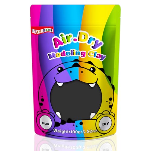 ifergoo 100g Black Air Dry Clay, 3.5oz DIY Creative Modeling Clay for Kids | Refill Foam Magic Clay for School Art & Craft Project, Slime Supplies, Ultra-light & Soft, Gift for Age 3-12 Boys & Girls - color: Black/100g
