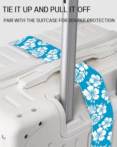 Luggage Straps for Suitcases, Adjustable Travel Belt, Durable Wide Luggage Strap, Cute Suitcase Strap Identifiers with Buckle, Bag Straps for Luggage, Blue White Flowers - color: Blue White Flowers