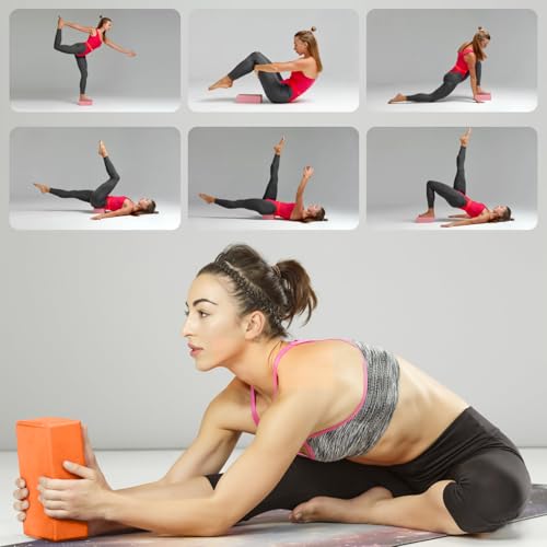 Yoga Blocks 2 Pcs, 9"x6"x3" Yoga Brick Foam Blocks EVA Foam Block Yoga Props Accessories for Yoga Pilates Stretching and Meditation - color: Orange