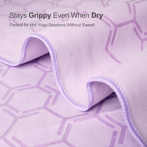 Eunzel Double Sided Silicone Yoga Mat Towel, 72" x 26.5" | Double-Sided Silicone Grip, Non Slip Surface, Absorbent Microfiber, Hot Yoga & Vinyasa - color: Taro Purple