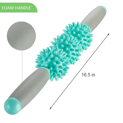Coolife Fascia Muscle Roller, Cellulite Massager, Fascia Roller Stick - color: Mint Green