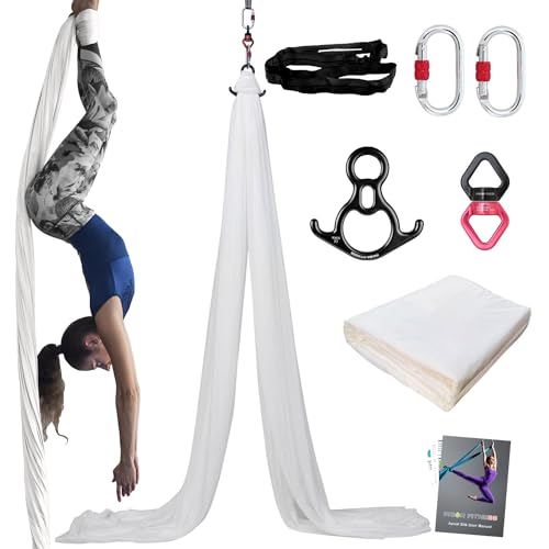 PRIOR FITNESS Aerial Silks Kit, SGS&CE Certified, 9/15/20Yards - color: White, size: M(15 Yards)