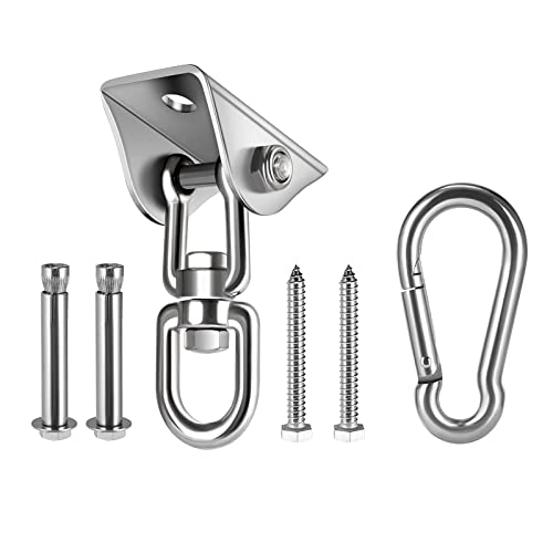 Hammock Hanging Kit 360° Rotating Hanging Chair Hardware 1000 lb Capacity - color: Silver, size: 1