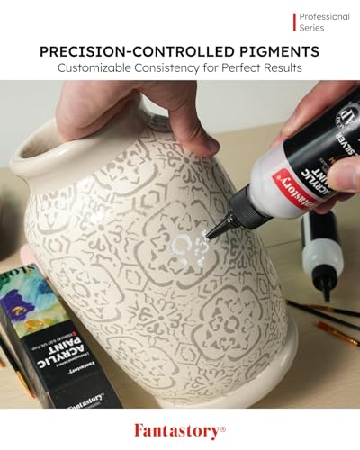 Fantastory 150ml Blue Deep Hue Acrylic Paint - Squeeze Bottle | Extreme Coverage + Precise Color Matching, Recommended by Professionals for Canvas, Wood, Clay, Fabric, Ceramic - style: 150ml Blue Color