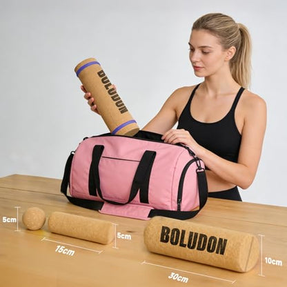 2026 NEW Balance Board Cork Half Roller Kit | Foot Balance Trainer & Ankle Strengthener for Stretch Massage Fascia Release | Cork Massage Ball Roller Resistance Bands | Portable Balance Training Set for Home Gym
