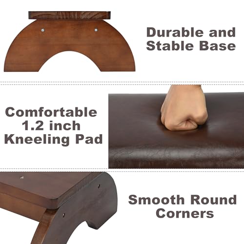 Prayer Kneeler Bench Wooden Kneelers for Praying Church | Prayer Bench Stool for Kneeling at Home, Padded Prayer Kneeler Bench for Home and Church, Religious Gifts