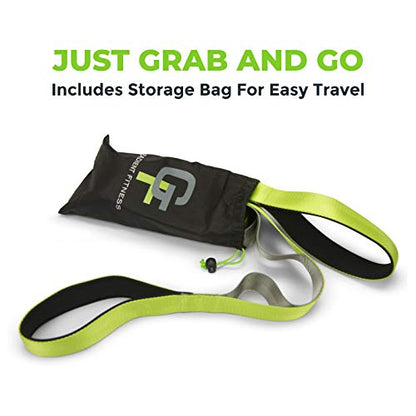 Gradient Fitness Stretching Strap for Physical Therapy, 12 Multi-Loop Stretch Strap 1.5" W x 8' L, Neoprene Handles, Physical Therapy Equipment, Yoga Straps for Stretching, Leg Stretcher. - color: Green/Grey
