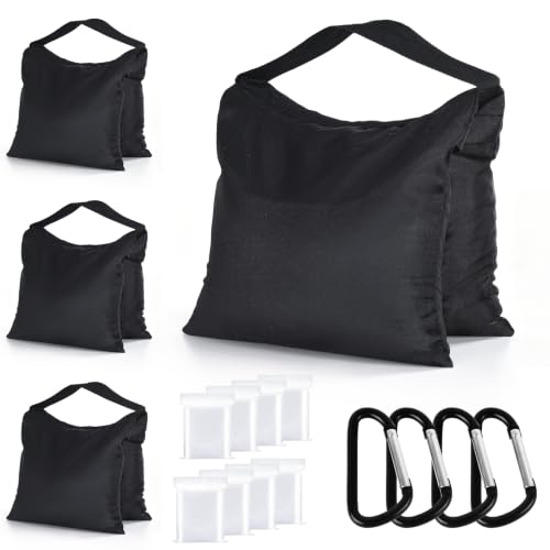 ABCCANOPY Photography Sandbag for Video Stand 4 Packs,Black(No Sand) | Heavy Duty Weight Bags Zipper Design Aluminum Carabiners PE Sealed Bags Multiple Use for Light Tripod Camping Chair - color: Black, size: 4 Packs