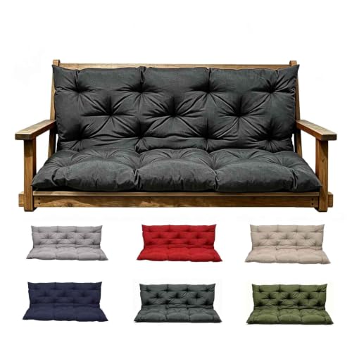 Porch Swing Cushions, Outdoor Swing Cushions 3 Seater Replacement with Backrest, Thickened Swing Cushion with Ties,Patio,Outdoor,Backyard and Gard (Dark Gray, 47 * 40 * 4 inches) - color: Dark Gray, size: 47*40*4 inches