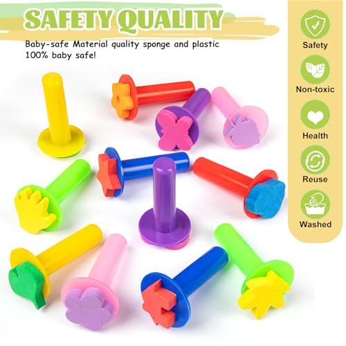 24Pcs Paint Stamps for Kids, Sponge Brushes for Painting | Sponge Foam Stamps for Early Learning Finger Paint Sponge Brushes Foam Art Drawing Tools - style: 3F-StamperSponge24PCS