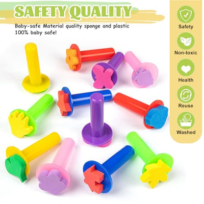 24Pcs Paint Stamps for Kids, Sponge Brushes for Painting | Sponge Foam Stamps for Early Learning Finger Paint Sponge Brushes Foam Art Drawing Tools - style: 3F-StamperSponge24PCS