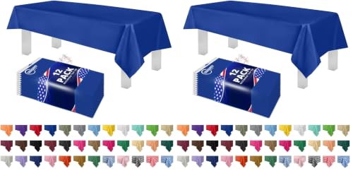 Grandipity 24 Pack Premium Disposable Plastic Tablecloth 54 Inch. x 108 Inch. Decorative Rectangle Table Cover - Blue - color: Blue, size: 54in. x 108in. Rectangle (Pack of 2)