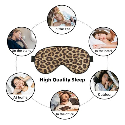 Leopard Print Sleep Mask for Women Men, Soft and Comfortable Eye Mask with Adjustable Strap for Travel Yoga Nap Sleeping - color: Leopard Print