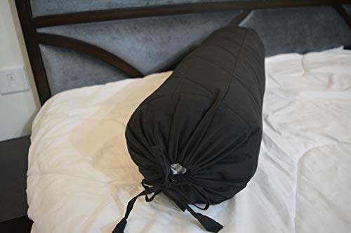 Quilted Bolster Pillow Cover (Black, 8"Diameter x24"Long (20 cm x 60 cm )) - color: Black, size: 24" x 8" (Pack of 1)