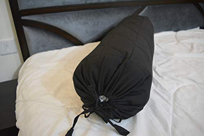 Quilted Bolster Pillow Cover (Black, 8"Diameter x24"Long (20 cm x 60 cm )) - color: Black, size: 24" x 8" (Pack of 1)